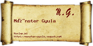 Münster Gyula névjegykártya